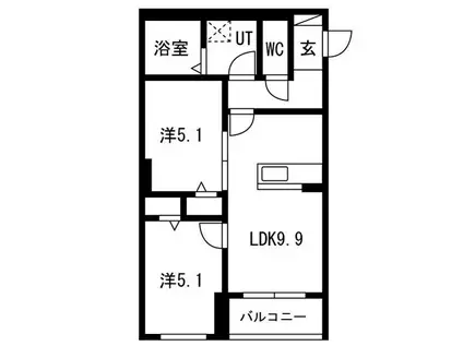 ラヴィアンローズ(2LDK/2階)の間取り写真