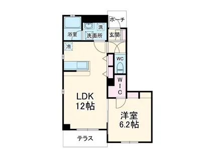 ボルド西之(1LDK/1階)の間取り写真