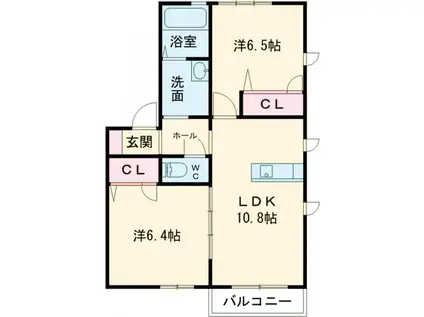 アリスB(2LDK/1階)の間取り写真