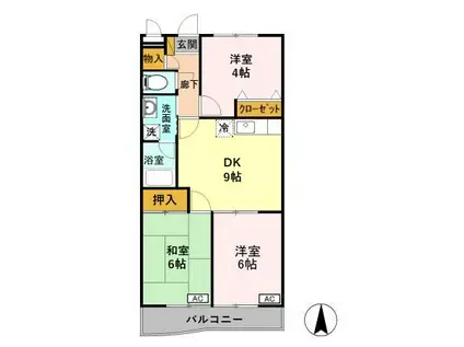 ウィズマンション(3DK/1階)の間取り写真