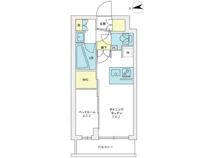 アジールコート豪徳寺(1DK/1階)の間取り写真
