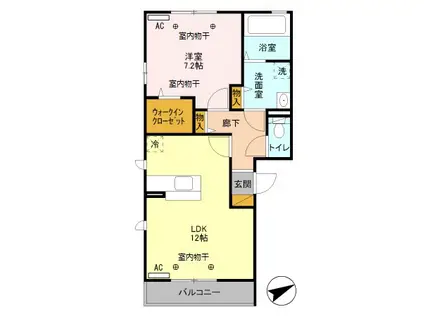 ルンダーベルクB(1LDK/3階)の間取り写真