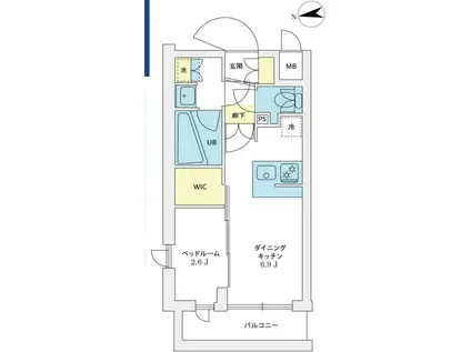 アジールコート豪徳寺(1DK/4階)の間取り写真