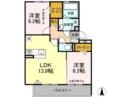 グランディール(2LDK/3階)の間取り写真