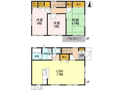 東武伊勢崎・大師線 せんげん台駅 徒歩10分 2階建 築28年(3LDK)の間取り写真