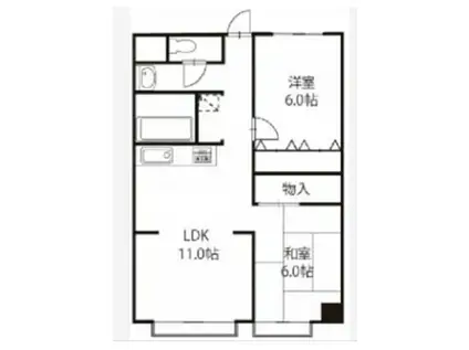 プレステージビル(2LDK/1階)の間取り写真