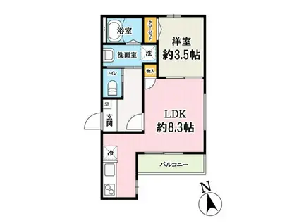 草加市西町計画(1LDK/2階)の間取り写真