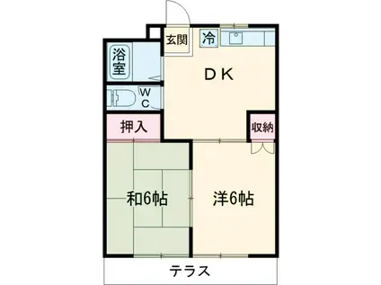 メゾン・ド・イワイ(2DK/1階)の間取り写真