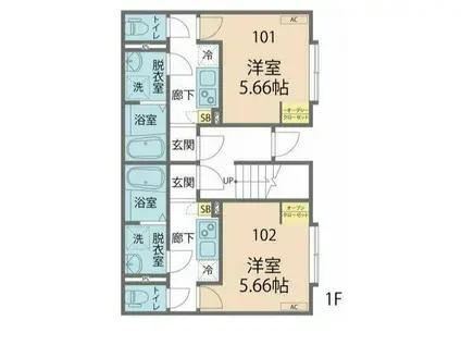 カインドネス相模大野イースト(1K/3階)の間取り写真