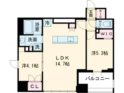 ドゥーエ府中Ⅰ(2LDK/7階)の間取り写真