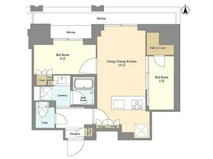 ドゥーエ府中Ⅰ(2LDK/11階)の間取り写真