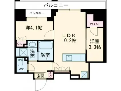 ドゥーエ府中Ⅰ(2LDK/14階)の間取り写真