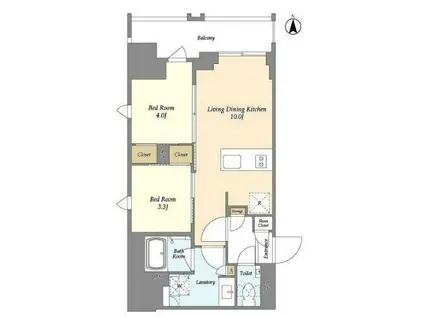 ドゥーエ府中Ⅰ(2LDK/14階)の間取り写真