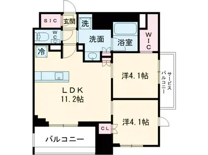 ドゥーエ府中Ⅰ(2LDK/14階)の間取り写真