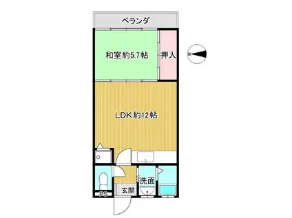 咲花ヴィラパートⅡ(1LDK/1階)の間取り写真