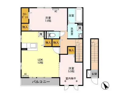 FREA A(2LDK/2階)の間取り写真