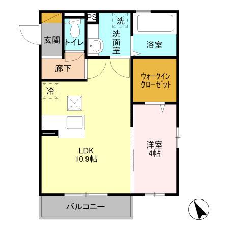 リヴェール1(1LDK/2階)の間取り写真