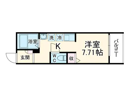 MELLAS上尾(1K/3階)の間取り写真