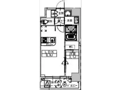 ミラージュパレス大阪ドームPROSPER(1LDK/3階)の間取り写真