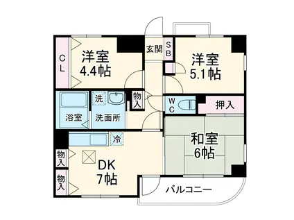グランシエロ川口本町(3DK/3階)の間取り写真