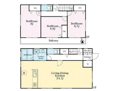 相模線 上溝駅 徒歩11分 2階建 築9年(3LDK)の間取り写真