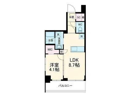 デュオステージ浦和岸町(1LDK/4階)の間取り写真