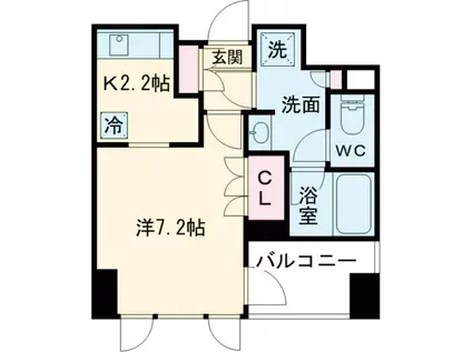 びゅうリエットグラン新宿戸山(1K/8階)の間取り写真