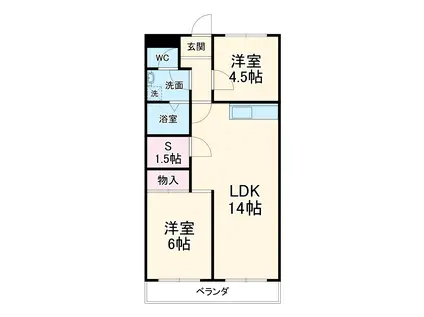 サニーガーデン B棟(3SLDK/1階)の間取り写真