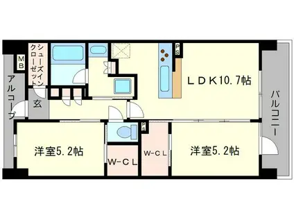 リビオレゾン梅田カサーレ(2LDK/12階)の間取り写真