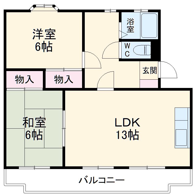 エタニティマンション大脇(2LDK/4階)の間取り写真