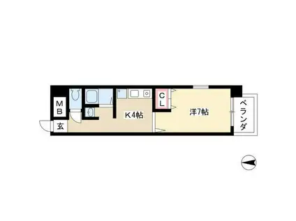 キャッスル若宮(1K/3階)の間取り写真