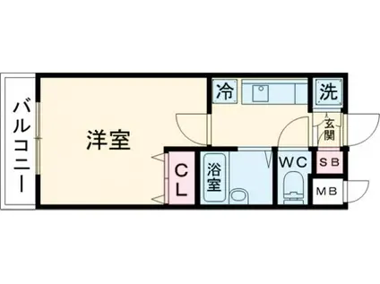 メインステージ赤塚(1K/2階)の間取り写真