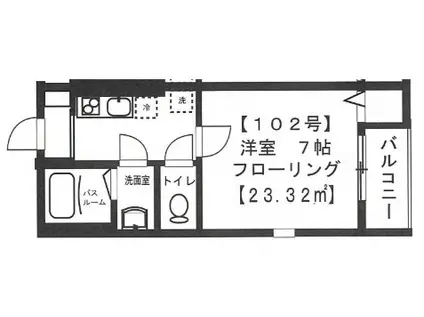 ラフィネス(1K/1階)の間取り写真
