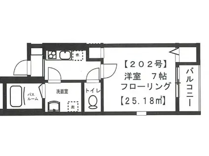 ラフィネス(1K/2階)の間取り写真