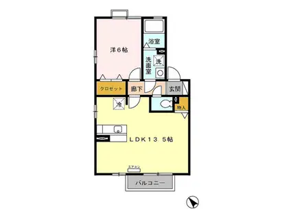 天王ガーデンⅡ A棟(1LDK/2階)の間取り写真