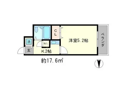 ジョイフル御池(1K/2階)の間取り写真