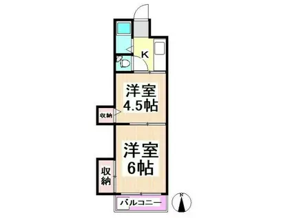 花月マンション(2K/3階)の間取り写真