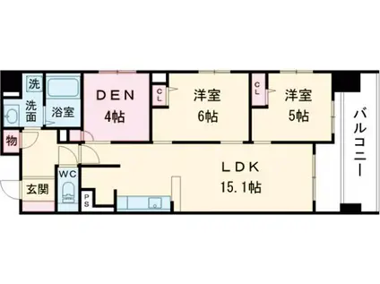 ヴィラ御所南(2SLDK/2階)の間取り写真