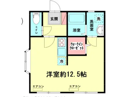 オリバー2(1K/1階)の間取り写真