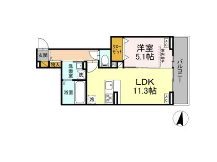 D-ROOM本町1丁目(1LDK/3階)の間取り写真
