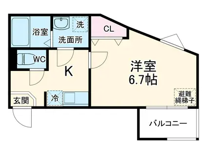 グレイシャス検見川(1K/1階)の間取り写真