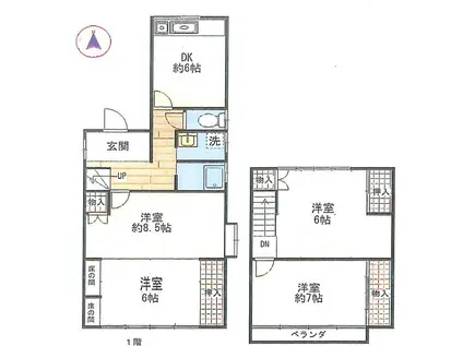 名鉄各務原線 田神駅 徒歩17分 2階建 築44年(4DK)の間取り写真