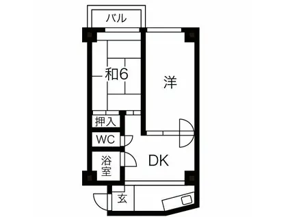 宝第一スカイハイツ(2DK/7階)の間取り写真