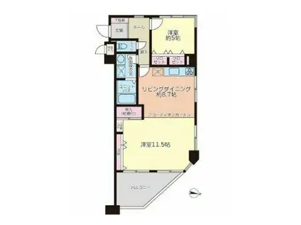 ハイメゾン橋本Ⅱ(2LDK/1階)の間取り写真