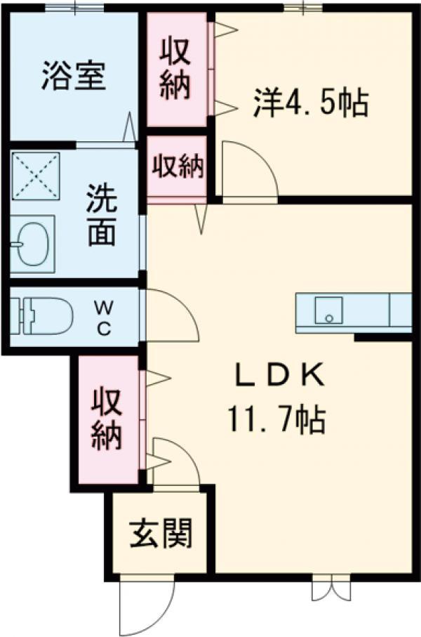 EMERALD SQUARE(1LDK/1階)の間取り写真