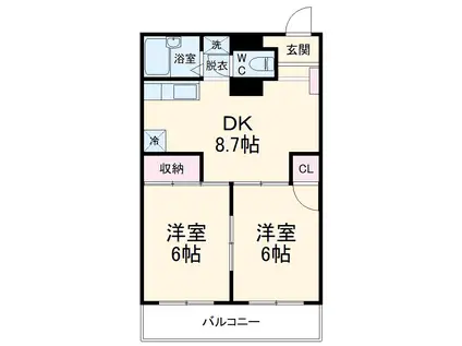 ベル萩原(2DK/1階)の間取り写真