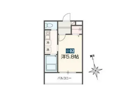 MELLAS柏Ⅱ(1K/2階)の間取り写真