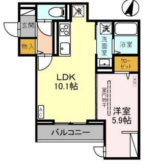 NOBLE RAFFINER 針ヶ谷(1LDK/2階)の間取り写真