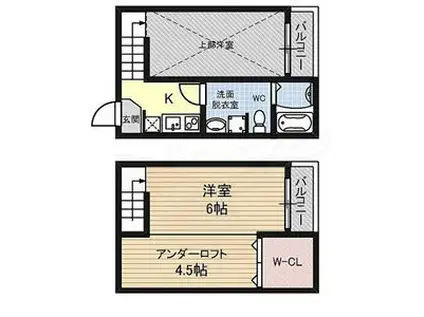 GRANDOLE志賀本通Ⅱ(1K/1階)の間取り写真