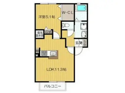 ポンリビエル(1LDK/1階)の間取り写真